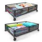 Under Bed Storage with Wheels 2 Pieces Metal Foldable Under Bed Containers Black