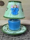 Candle Topper and Plate Green with Angels and Hearts for Small Jar Candles