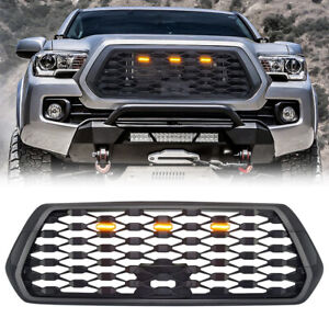 Front Bumper Grille Mesh Style Grill w/Amber Lights For 2016-2021 Toyota Tacoma (For: 2021 Tacoma)