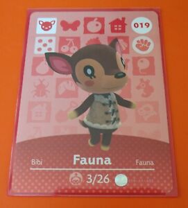 Fauna Amiibo Card #019 Animal Crossing New Horizons Never Scanned *Mint*