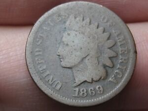 1869/9, 1869/69 Indian Head Cent Penny- Good Details, RPD