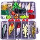 Fishing Lures Kit Set for Bass, Trout, Salmon, Spoon Lures - 77pcs kit