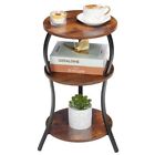 Vintage Round Side Table, Compact Corner End Table Nightstand for Small Spaces