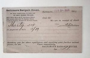 1904 Postcard Baltimore Bargain House Baltimore Maryland