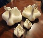(2) VTG Hull Art Pottery Swan/Duck/Geese Planters #80 Cream +2 Trinket Dishes