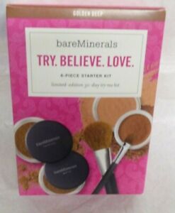 BAREMINERALS TRY  BELIEVE LOVE  30 DAY TRY ME KIT 6 PCS GOLDEN DEEP Bisque Veil