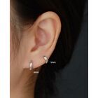 5-9mm Real s925 Sterling Silver Solid Classic Thick Hoop Huggie Clip Earring
