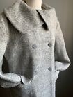 KALEIDOSCOPE 18 SWING WOOL COAT trench tweed cowl wide neck 60s relaxed fit