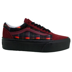 VANS Old Skool Stackform Shoes, Red Black Plaid, Womens Youth Girls, PICK SIZE