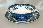 1790 Avon Scenes Palissy Royal Worcester BLUE CREAM SOUP BOWL & SAUCER