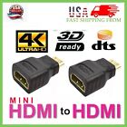 2 x Mini HDMI Male to Standard HDMI Female Adapter Gold Plated HDTV 4K 1080p 3D