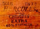 Vintage Hercules Powder Gelatin Extra Tamptite 50 LB High Explosives Wood Crate