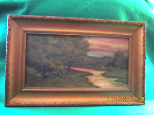 Antique Oil Painting Hudson River Valley   Signed Paine   Gold Frame