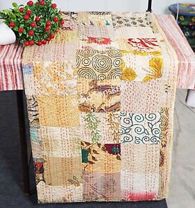 Indian silk patchwork kantha quilt handmade quilted for bedding throw boho quilt