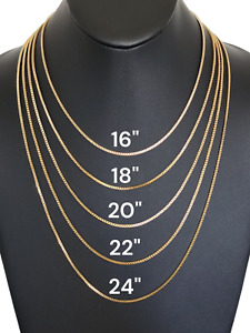 Stainless Steel Gold Plated Box Chain Necklace Hip Hop Jewelry Unisex, Men Women