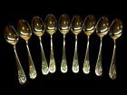Holly Gold Electroplate Silverware Flatware Large Spoons Set of 9