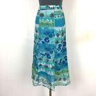 Choices Chiffon Maxi Skirt PL Blue Floral Lined Polyester Long 34x31
