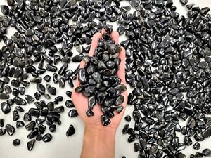 Small Tumbled Black Onyx Crystal Stones, Bulk Tumbled Gemstones for Jewelry