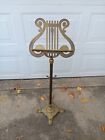 Vintage Brass Sheet Music Lyre Harp Footed Stand
