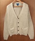 TOWNCRAFT cable knit acrylic fisherman cardigan sweater 3XL vtg 90s grandpa golf