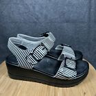 Alegria Morgyn Wedge Ankle Strap Sandals Womens Size 37 / 7 Black White Leather