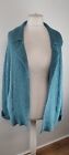 M&S Collection Women's Chunky Knit Open Cardigan Relaxed Slouch Pockets Teal M