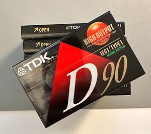 TDK D90 Blank Cassette Tapes 6 Count NEW SEALED High Output IEC/Type1 90min