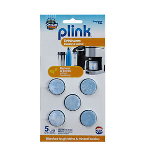 New ListingCompac Home Plink Drinkware Descaler Dissolve Tough Water-Coffee-Tea Stains, 5pk