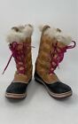 Women's Sorel Brown and Purple Tofino Quilted Faux Fur Winter Boots, Size 10
