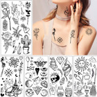 20 Sheets Black Tiny Temporary Tattoo, Hands Face Tattoo Sticker for Men Women,