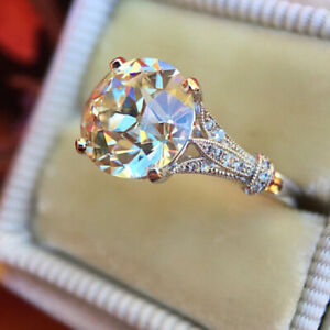 Women Fashion Cubic Zircon Wedding Jewelry 925 Silver Filled Ring Sz 6-10
