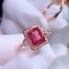 2CT Emerald Cut Lab Created Ruby Women's Engagement Ring 14K