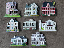 Vtg Shelia's Collectibles Wooden Houses 3D 1993-99 Lot of 8 20th Anniv. Lmt. Ed.
