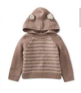 Tea Collection Baby Size 6-9 Months Bear Ears Baby Sweater in Brown