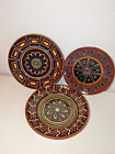 Set Of 3 Redware Art Pottery Plates Wall  Hanging MCM Modern Clay studio BOHO 60