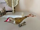 Vintage Mercury Glass Bird Ornament Clip Sequin Tail Feathers Christmas Silver