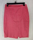 Ann Taylor Pencil Skirt Size 6 Pink Polka Dot Flat Front, Lined, Back Zip