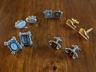 Vintage Jewelry Lot Of 5 Mixed Costume Cufflink Pairs Gold Tone + Silver J6