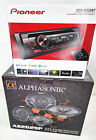 Pioneer Car Stereo Bluetooth Single DIN USB MP3 AM FM CD & Alphasonik Speakers