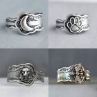 Boho Vintage Engraved Moon Flower Ring For Women Wedding Party Ring Jewelry Gift