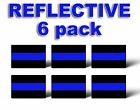 6 REFLECTIVE THIN BLUE LINE Stickers License Plate Tag Decals Police Car Truck