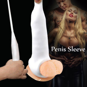 Reusable Condoms Realistic Dildo Penis Sleeve Extension Cock Ring Adult Sex Toys