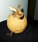RARE Antique GERMAN MOHAIR RABBIT Popping Out Of Hole Wind-up Mechanical Toy NR
