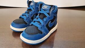 Nike Air Jordan Retro 1 Dark Marina Blue Black White toddler kids Shoes Size 6c