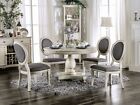 NEW Antique White Dining Room Furniture 5 piece Round Table Gray Chairs Set ICDE