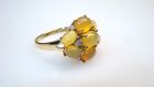Vintage 10K Gold Opals w Diamond Accents Statement Ring approx 7.25