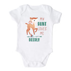 My Aunt Loves Me Deerly Baby Onesie® Cute Auntie Baby Clothes | Bodysuit