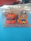 Johanna Parker Design Halloween Ceramic Salt & Pepper Shakers Owl & Pumpkin New