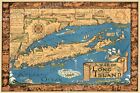 1933 Long Island NY Classic Pictorial Historic Map - 16x24