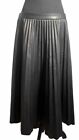 Lucy Paris Black Faux Leather Pleated Midi Skirt Size Large